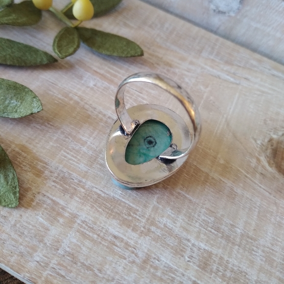 SILVER RING BLUE SOLAR QUARTZ NWOT - Picture 5 of 5